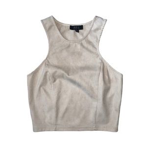 Faux Suede Baby Pink Racer Back Crop Top